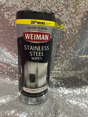 Weiman Stainless Steel Wipes - Black/Silver Canister